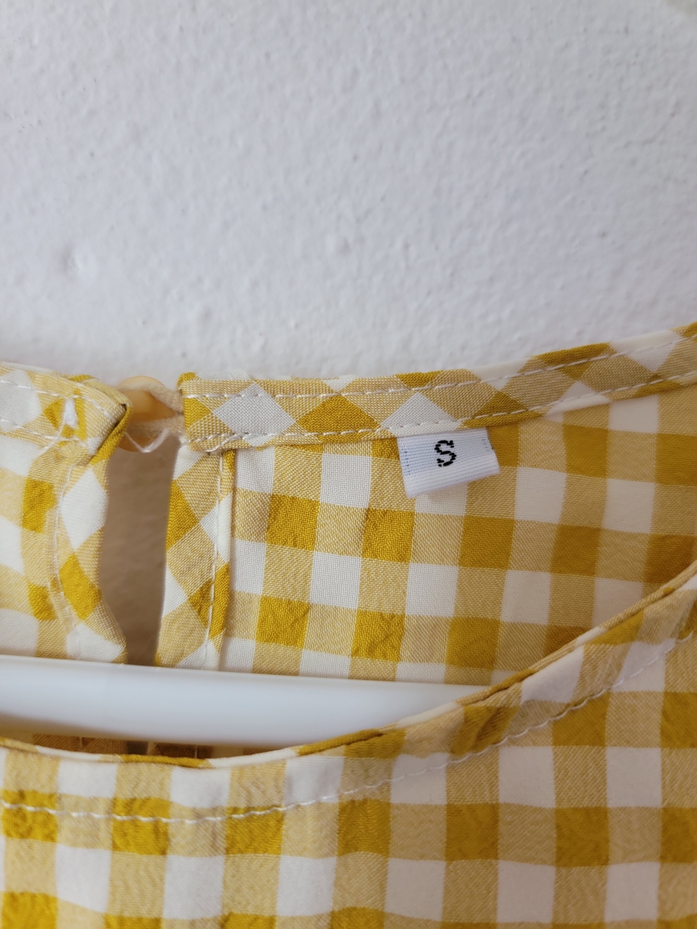 *SALE 2/$20* Womens Yellow Gingham Tiered Mini Dress 100% Cotton Size S - Picture 5 of 14